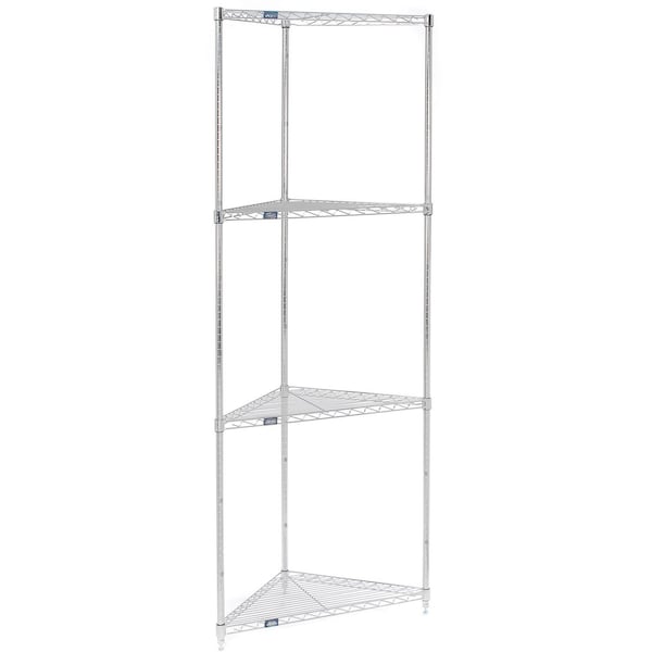Nexel Chrome, 4 Shelf, Corner Wire Shelving Unit, Starter, 32inW x 24inD x 86inH 796622 - main